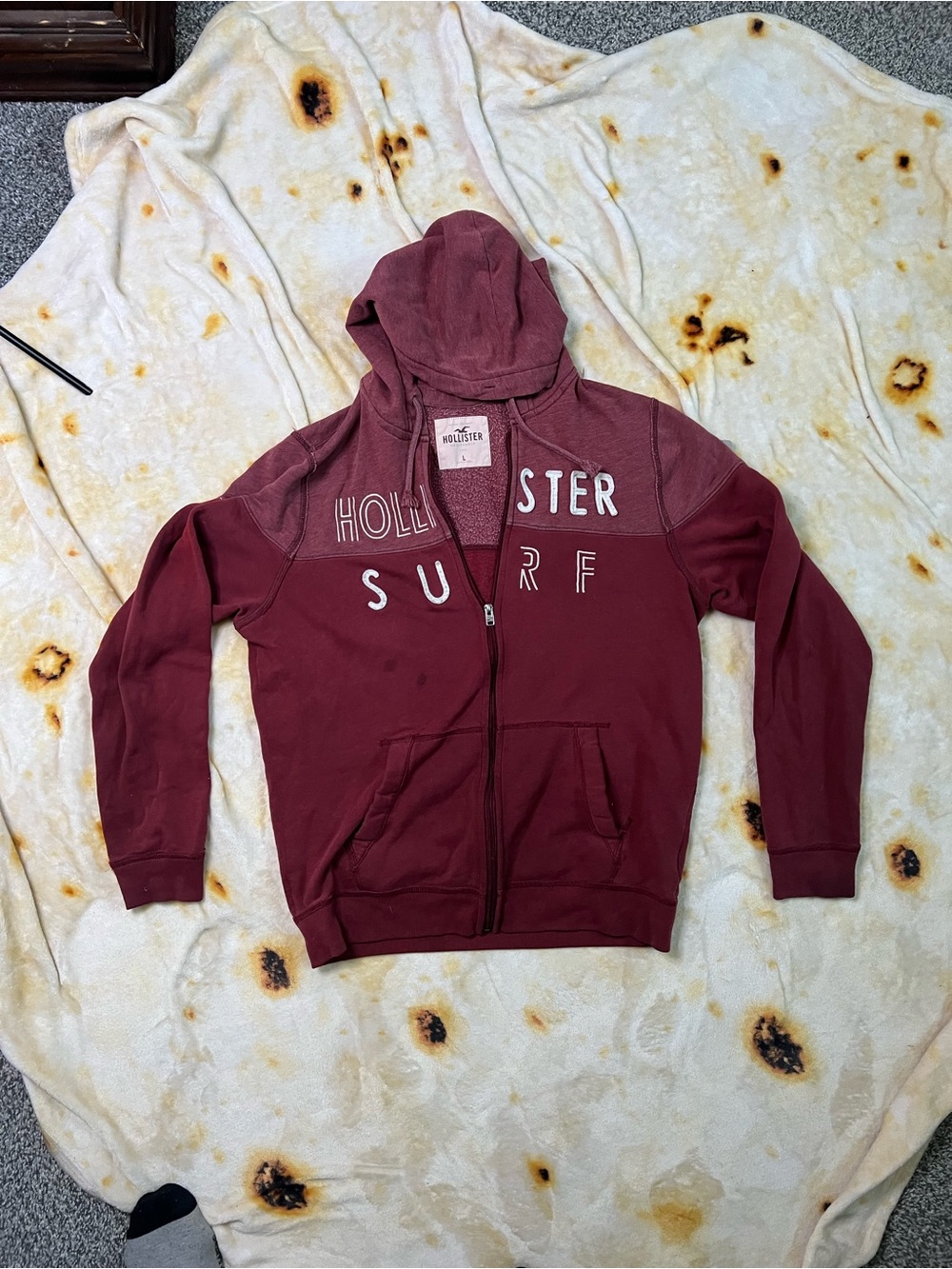 Hollister Rose-Maroon Zip Front Hoodie